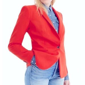 J Crew Red Twill Blazer 00 with tortoiseshell buttons